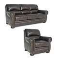 Benjamin Brown Leather Sofa and Chair