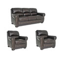 Benjamin Brown Leather Sofa and Two Chairs