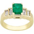 18k Gold Emerald 3/5ct TDW Baguette Diamond Ring (G-H, VS-SI)