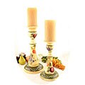 Tuscan Collection Hand-painted Candle Holder Set