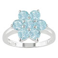 Silver Sky Blue Topaz Flower Ring