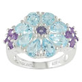 Silver Sky Blue Topaz and Amethyst Ring