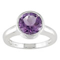 Silver Round Amethyst Ring