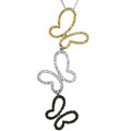 Silvertone Multi-colored CZ Butterflies Drop Necklace