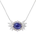 Platinum Cabochon Sapphire 2ct Diamond Necklace