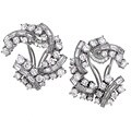 Platinum and 6ct Diamond Cluster Earrings