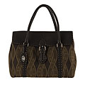 Fendi Brown Logo Design Canvas Satchel