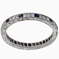 Tacori Platinum 3/5ct Diamond and Sapphire Engraved Band