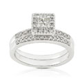 14k White Gold 3/5ct TW Princess Diamond Wedding S