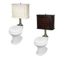Chateau Raised Wood Tank Toilet with Satin Nickel Trim