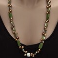 Cultured Freshwater Pearl Jade Necklace (27 in.)