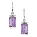 10k White Gold Amethyst Leverback Earrings