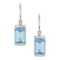 10k White Gold Blue Topaz Leverback Earrings