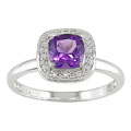 10k White Gold Square Amethyst Ring