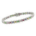 Multi Sapphire 1-5/8ct TDW Diamond Tennis Bracelet