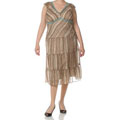 Sangria Tan Printed Plus Size Dress