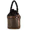 Fendi Medium Grey/ Brown Leather Bucket Tote