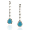 Sterling Silver Turquoise Teardrop CZ Earrings
