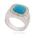 Sterling Silver Blue Turquoise CZ Ring