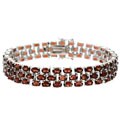 Sterling Silver Genuine Garnet Three-tier Bracelet