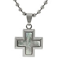 Stainless Steel Mother Of Pearl Cross Necklace