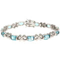Sterling Silver Blue and White CZ Flower Bracelet