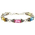18k Gold Over Sterling Silver Two-tone CZ Bracelet