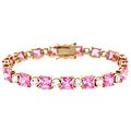 18k Gold Over Sterling Silver Pink CZ Bracelet