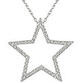 10k White Gold Diamond Accent Star Necklace