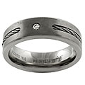 Titanium Rope Cord Diamond Accent Ring