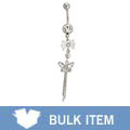 Jeweled Bowtie & Butterfly Barbell Belly Ring (Case of 4)