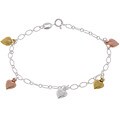 Sterling Silver 7-inch Goldplated Hearts Bracelet