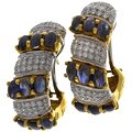 18k Gold 3ct TDW Diamond Sapphire Huggy Earrings