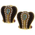 18k Gold 2ct TDW Diamond Onyx Blue Topaz Earrings