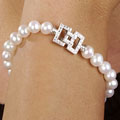 14k White Gold Cultured Freshwater Pearl Bracelet