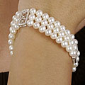 14k Gold Cultured Freshwater Pearl 3-row Bracelet