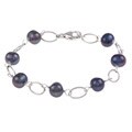 Sterling Silver Black Freshwater Pearl Bracelet