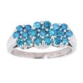 14k White Gold Blue Diamond Flower Ring