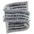 14k White Gold 3ct TDW White/ Teal Diamond Pendant