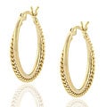 18k Gold Overlay Sterling Silver Hoop Earrings