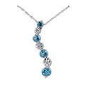 10k White Gold Diamond and Blue Topaz Pendant