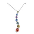 14k White Gold Multicolor Sapphire Journey Pendant