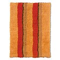Pumpkin & Orange Striped Flokati Wool Rug (5' x 8')