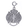 14k White Gold Fire Department Maltese Cross Charm