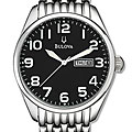Bulova Day/ Date Men's Black Dial Steel Watch