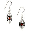 Sterling Silver Marcasite CZ Leaf Earrings