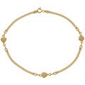 14k Yellow Gold Heart in Herringbone Anklet