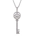 Sterling Silver and CZ Princess Key Necklace