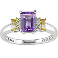 14k White Gold Amethyst and Citrine Ring