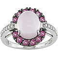 14k Gold 1/10ct TDW Diamond Rose Quartz Ring